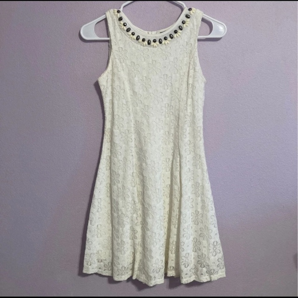 White floral lace dress